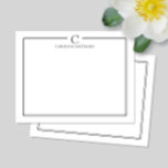 Modern Initial Black and White Border Stationery Card<br><div class="desc">This design features a thin double border with space for a monogram and name and coordinating back design. Click the customize button if you would like to adjust the design elements and/or further modify the text! Variations of this design, additional colours, as well as coordinating products are available in our...</div>