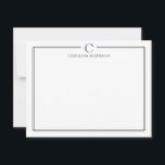 Modern Initial Black and White Border Stationery Card<br><div class="desc">This design features a thin double border with space for a monogram and name and coordinating back design. Click the customize button if you would like to adjust the design elements and/or further modify the text! Variations of this design, additional colors, as well as coordinating products are available in our...</div>