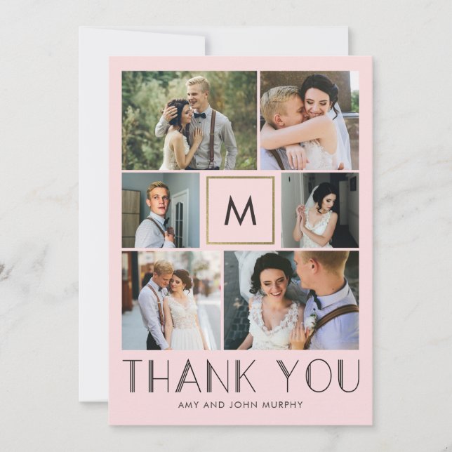 Modern Initial EDITABLE COLOR Wedding Thank You Card (Front)