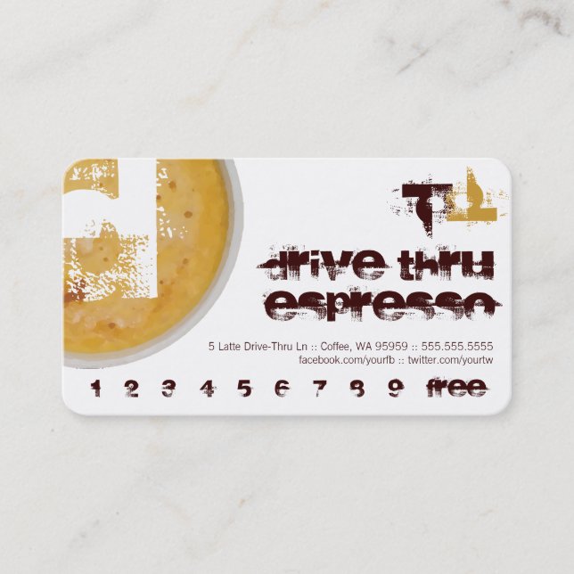 Modern Initial Letter D Espresso Cup Illustration Loyalty Card (Front)