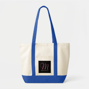 Modern Initial Letter Hand Script Monogram Tote Bag