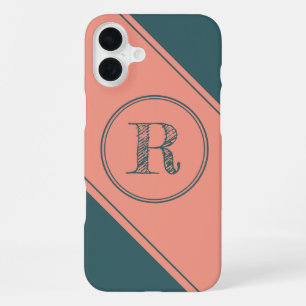 Modern Initial Letter Monogram Geometric Shapes iPhone 16 Plus Case