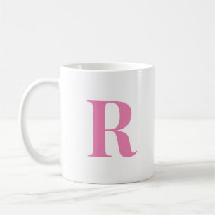 Modern Initial Letter Personalized Pink Monogram Coffee Mug