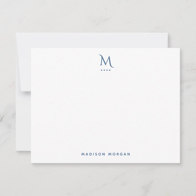 Modern Initial Letterpress Light Navy Blue Card (Front)
