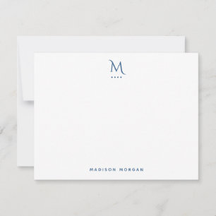 Modern Initial Letterpress Light Navy Blue Card