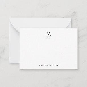 Modern Initial Letterpress Simple Black Card