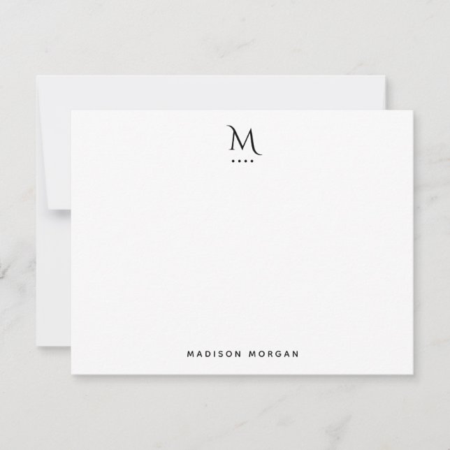 Modern Initial Letterpress Simple Black Card (Front)