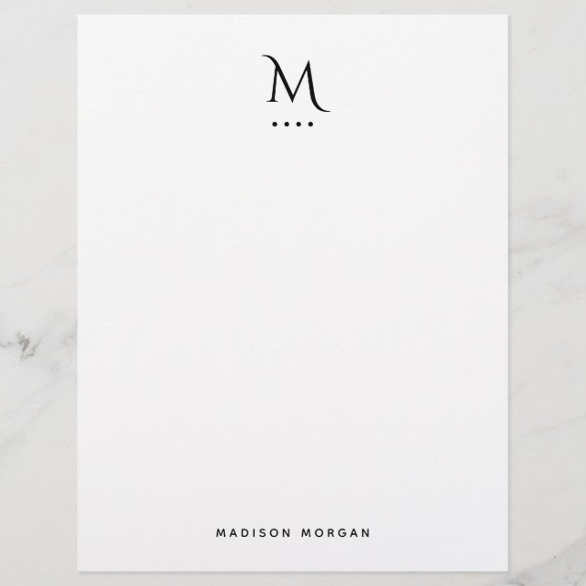 Modern Initial Letterpress Simple Black Letterhead (Front)