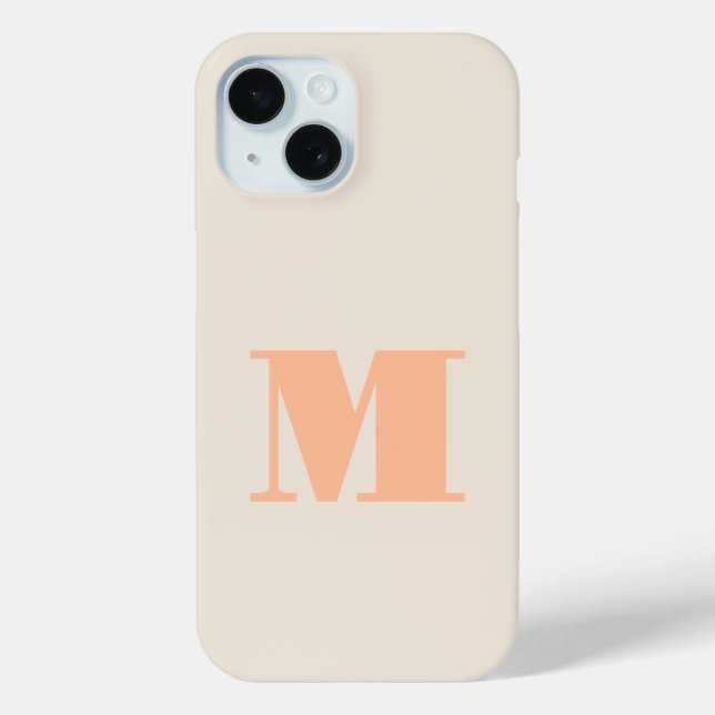Modern Initial Monogram Peach Case-Mate iPhone Case (Back)