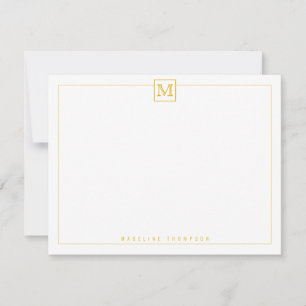 Modern Initial Monogram Square Border Mustard Card