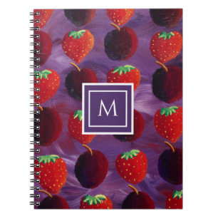 Modern Initial Monogram Summer Fruits Pattern Notebook