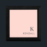 Modern Initial Monogram Trendy Pink Minimalist Gift Box<br><div class="desc">This simple elegant design features your name and initial in the bottom corner in customizable modern minimalist grey typography on a pink / peach background. This trendy design makes the perfect birthday, anniversary, graduation, baby shower, wedding or bridal shower gift. Simply add your name and initial in the personalize section...</div>