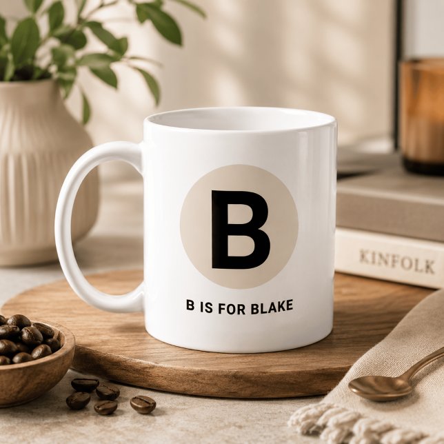 Modern Initial Mug – “B is for [Name]” Design (Creator Uploaded)