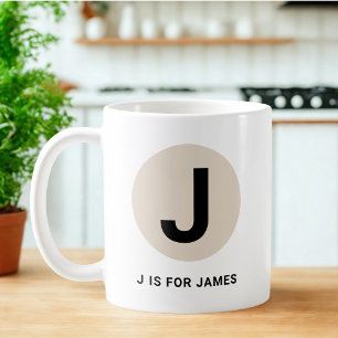 Modern Initial Mug – “J is for [Name]” Design