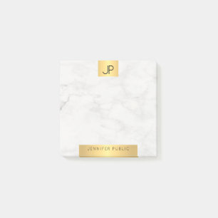 Modern Initials Gold And Marble Elegant Template Post-it Notes
