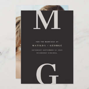 Modern initials graphic typography photo wedding save the date