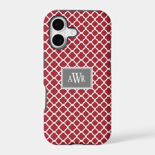 Modern Initials iPhone Cases (Grey/Red)