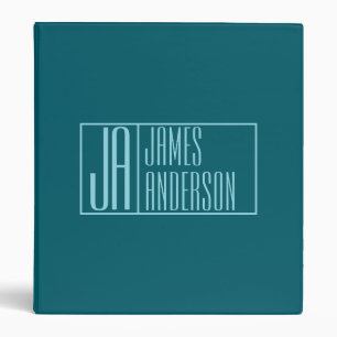 Modern Initials & Name   Dark Teal & Light Blue Binder