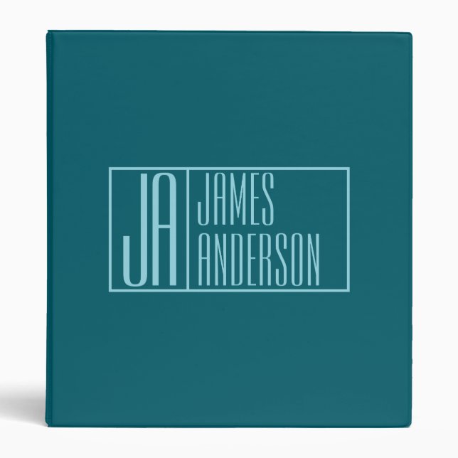 Modern Initials & Name | Dark Teal & Light Blue Binder (Front)