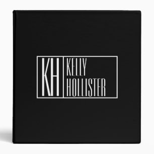 Modern Initials & Name Logo Black & White Binder