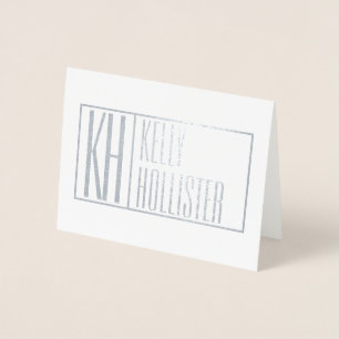 Modern Initials & Name Logo (Blank Inside) Foil Card