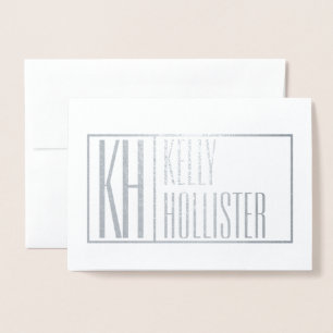 Modern Initials & Name Logo (Blank Inside) Foil Card