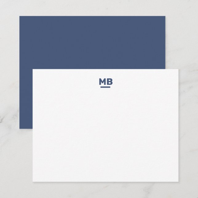 Modern Initials Navy Blue Bold Monogram Card (Front/Back)