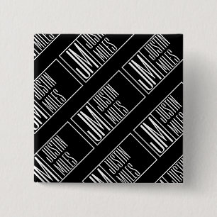 Modern Initials with Name Monogram Pattern 2 Inch Square Button