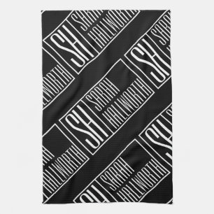 Modern Initials with Name Monogram Pattern Kitchen Towel