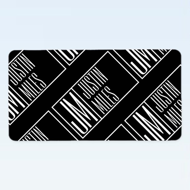 Modern Initials with Name Monogram Pattern Label (Creator Uploaded)