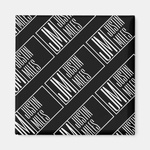 Modern Initials with Name Monogram Pattern Magnet