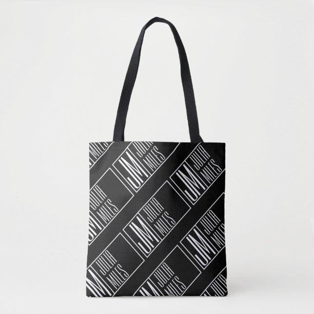 Modern Initials with Name Monogram Pattern Tote Bag (Front)