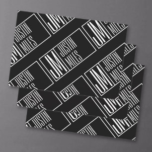 Modern Initials with Name Monogram Pattern Wrapping Paper Sheet