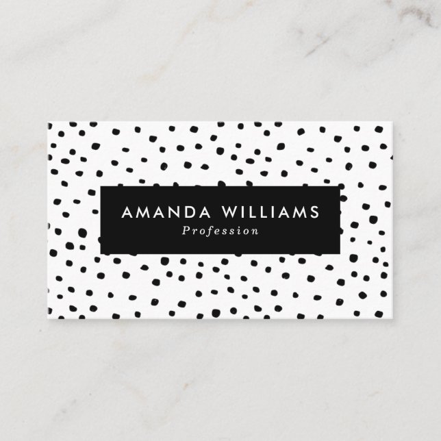 Modern Ink Dots Patterned Business Card (Front)