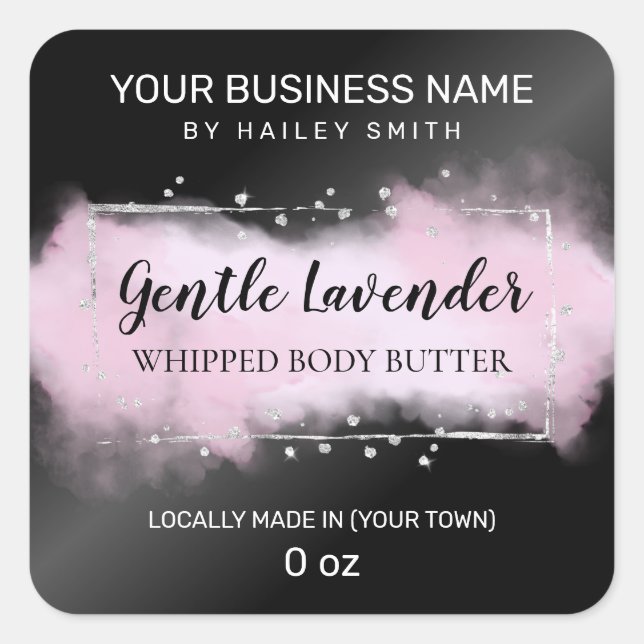 Modern Ink Purple And Black Whipped Body Butter Square Sticker (Front)