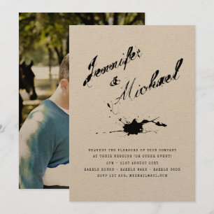 Modern INK Typography PHOTO Couples Invitation