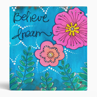 Modern Inspirational Art with Pink Flowers |  Binder