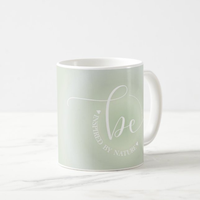 Modern Inspirational Quote Green Be Inspired  Coffee Mug (Front Right)