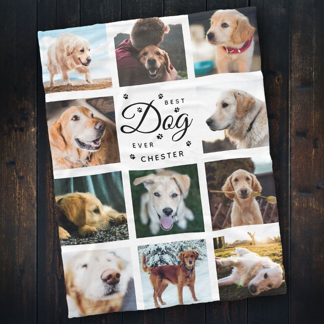 Modern Instagram BEST DOG EVER Photo Collage Pet Fleece Blanket (Creator Uploaded)
