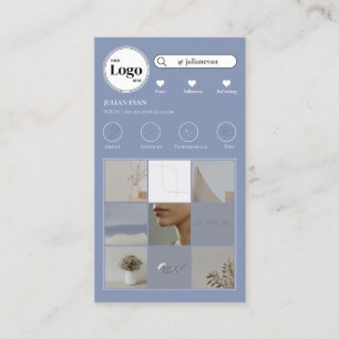 Modern Instagram Photo Collage Blue Social Media Business Card