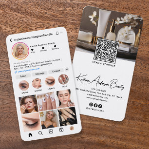 Modern Instagram Style QR Code & Socials Beauty Business Card