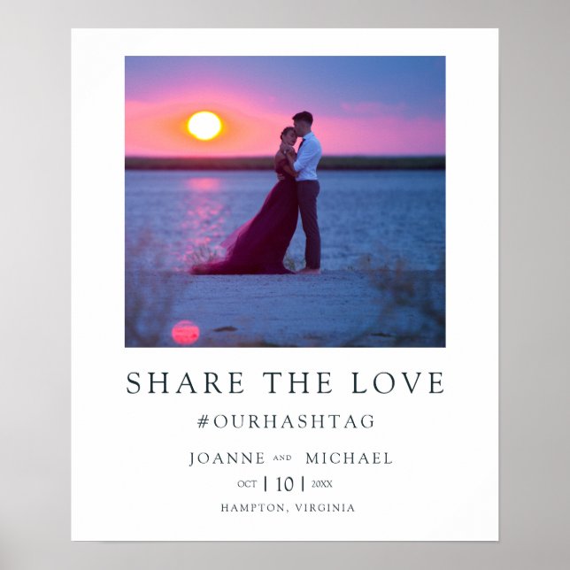 Modern Instant Photo Couple Hashtag Wedding Poster (Front)