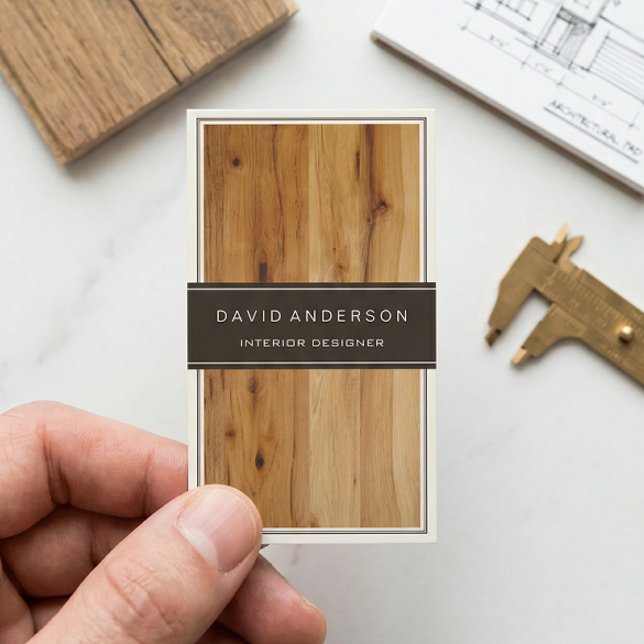 Modern Interior Design Stylish Wood Grain Business Card (Creator Uploaded)