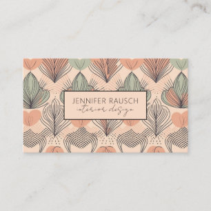 Modern Interior Designer Abstract Boho Apricot  Business Card