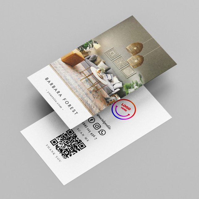 Modern Interior Designer Architect Consultant Qr  Business Card (Creator Uploaded)