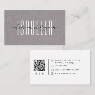 Modern Interior Designer Faux Linen Script Business Card