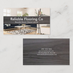 Modern Interior Photo & Dark Wood Flooring Business Card