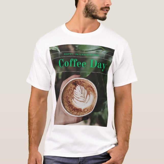 Modern International Coffee Day men tshirt design (Front)