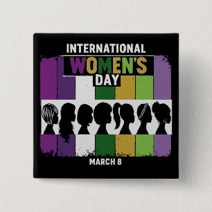 Modern International Women's Day Diverse Women 2 Inch Square Button