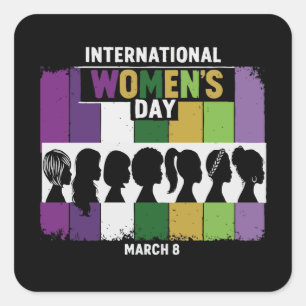Modern International Women's Day   Diverse Women  Square Sticker